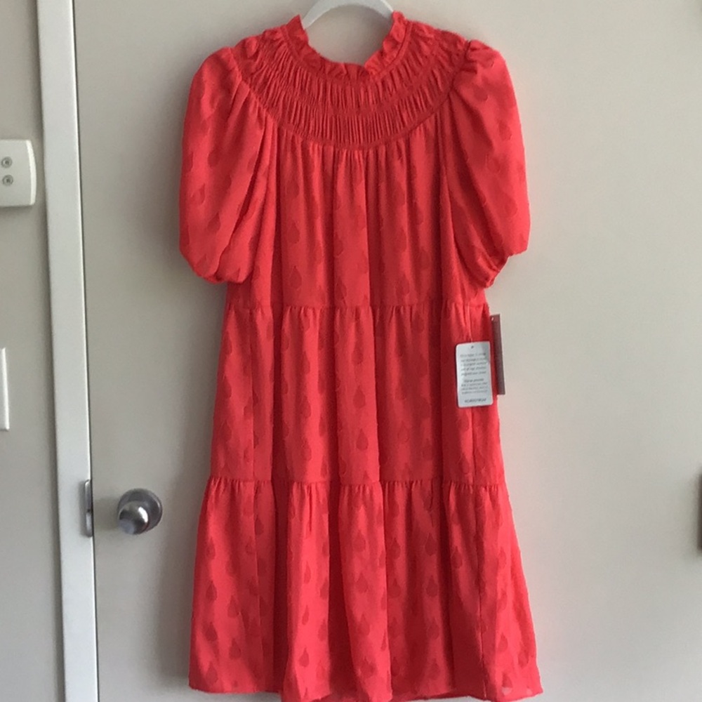 Coral Tiered Midi dress -size 10